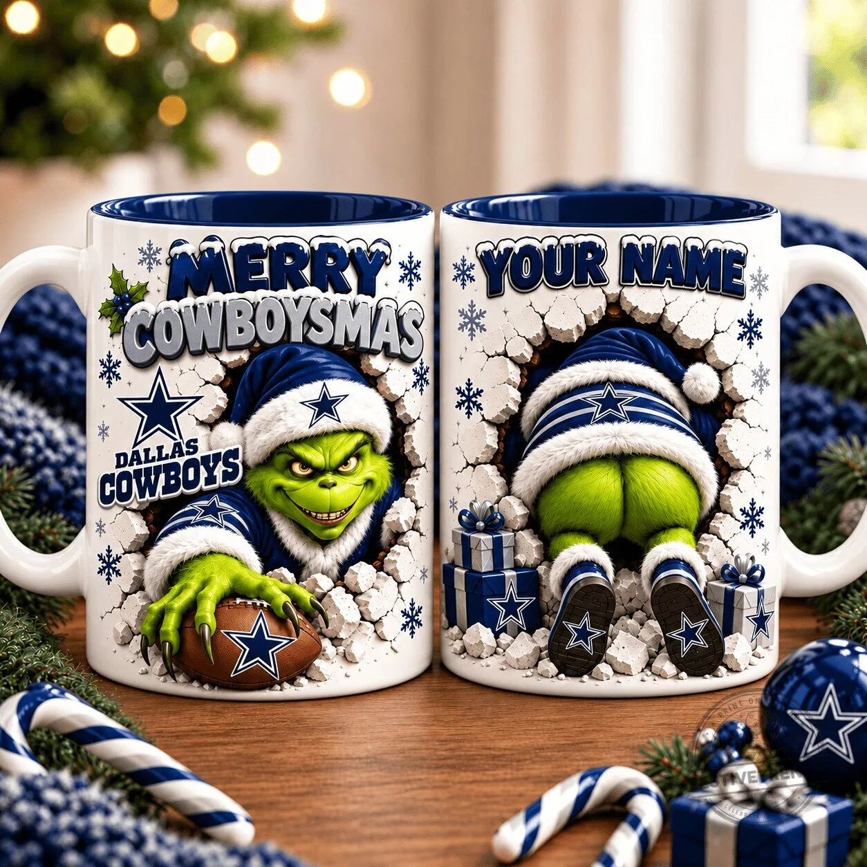 Dallas Cowboys Grinch Merry CowboYSMAS Christmas Holiday Coffee Mug