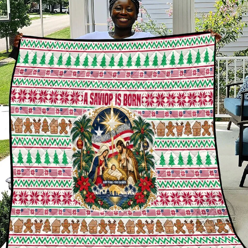 Liberia Christmas Nativity Scene "A Savior Is Born" Religious Quilt Blanket