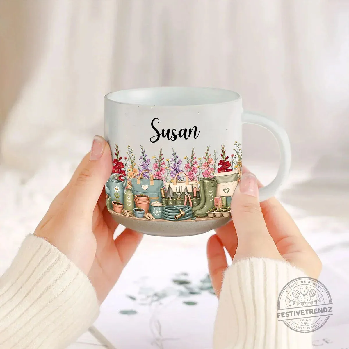 Personalized Gardening Tools and Flowers Mug for Gardeners 8 Personalized Gardening Tools and Flowers Mug for Gardeners